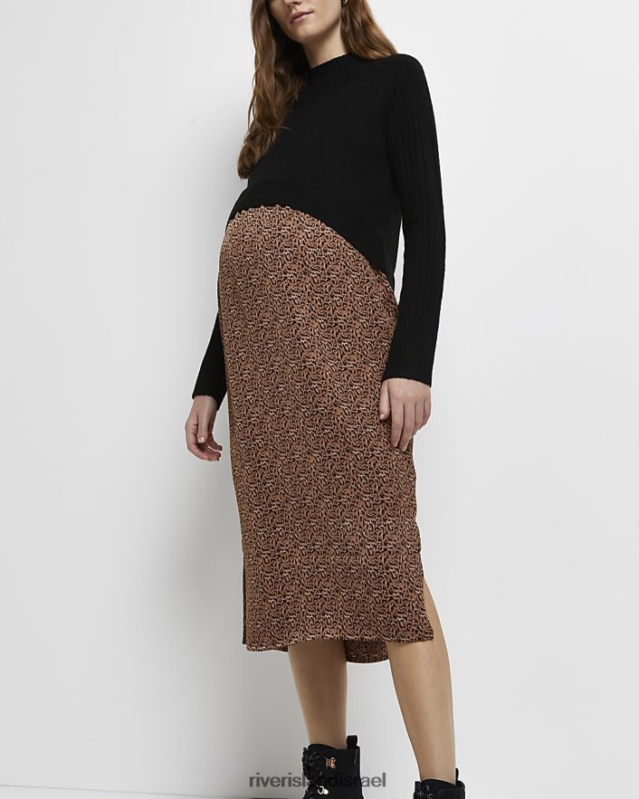 לבוש River Island שמלת מידי מנומרת להריון 2 ב-1 שָׁחוֹר נשים BDZ4082308
