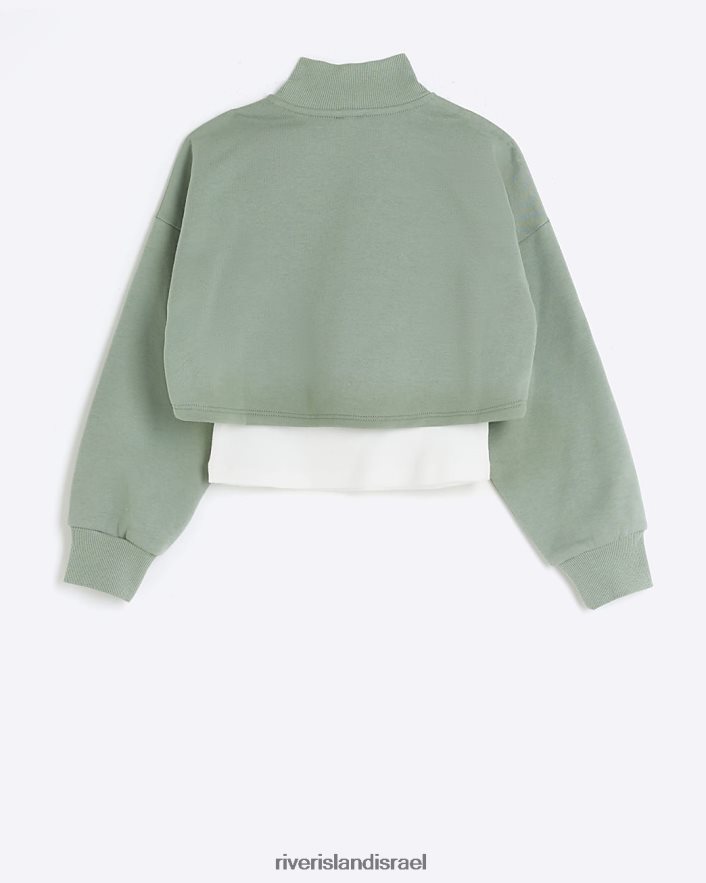 לבוש River Island סווטשירט 2 ב-1 עם צוואר משפך g חָקִי בנות BDZ4083187