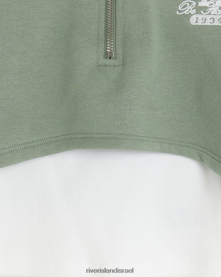 לבוש River Island סווטשירט 2 ב-1 עם צוואר משפך g חָקִי בנות BDZ4083187