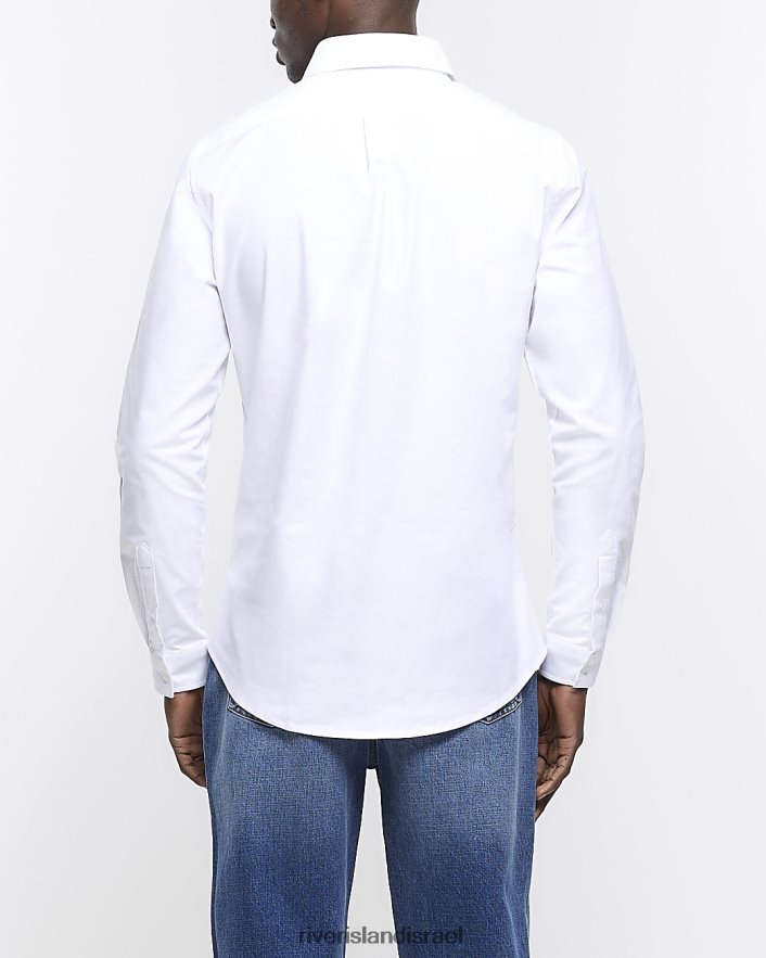 לבוש River Island חבילה של 2 חולצות אוקספורד בגזרה דקיקה לבן גברים BDZ4082777