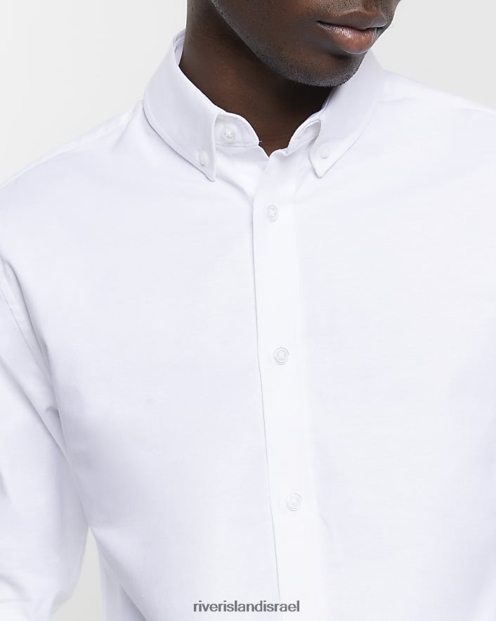 לבוש River Island חבילה של 2 חולצות אוקספורד בגזרה דקיקה לבן גברים BDZ4082777