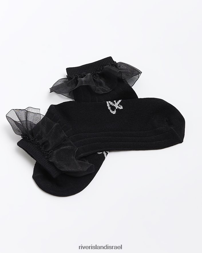 אביזרים River Island גרבי סלסול 2 חבילה שָׁחוֹר בנות BDZ4083418