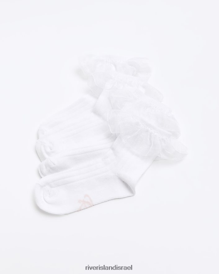 אביזרים River Island מג גרבי סלסול 2 חבילה לבן בנות BDZ4083616