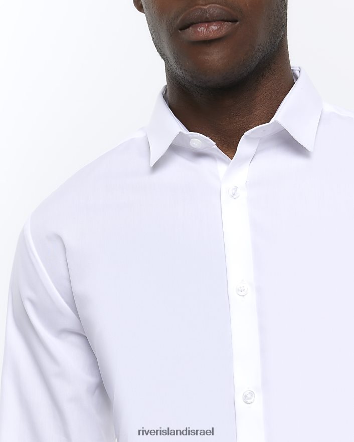 לבוש River Island חבילת סלים בכושר של 2 חולצות חכמות לבן גברים BDZ4085713