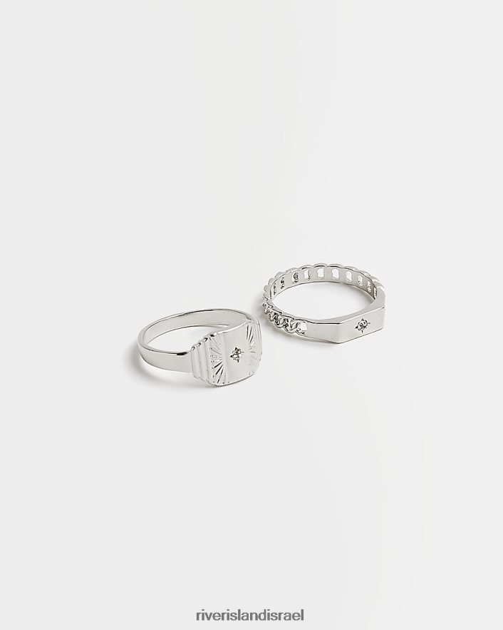 אביזרים River Island מארז צבעוני של 2 טבעות כסף גברים BDZ4085954