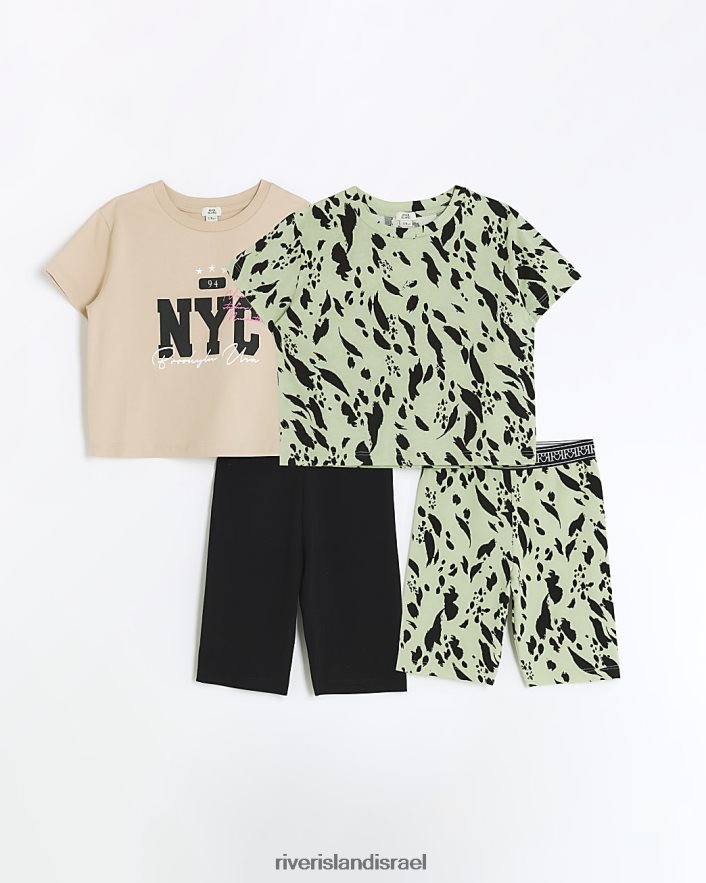 לבוש River Island חולצת טריקו ומכנסי אופניים קצרים 2 מארז חָקִי בנות BDZ4086157