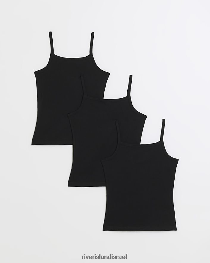 לבוש River Island ווסטים עם רצועות 3 מארז שָׁחוֹר בנות BDZ4083395