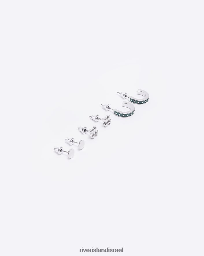 אביזרים River Island מארז צבעוני של 3 עגילים צמודים כסף גברים BDZ4085880