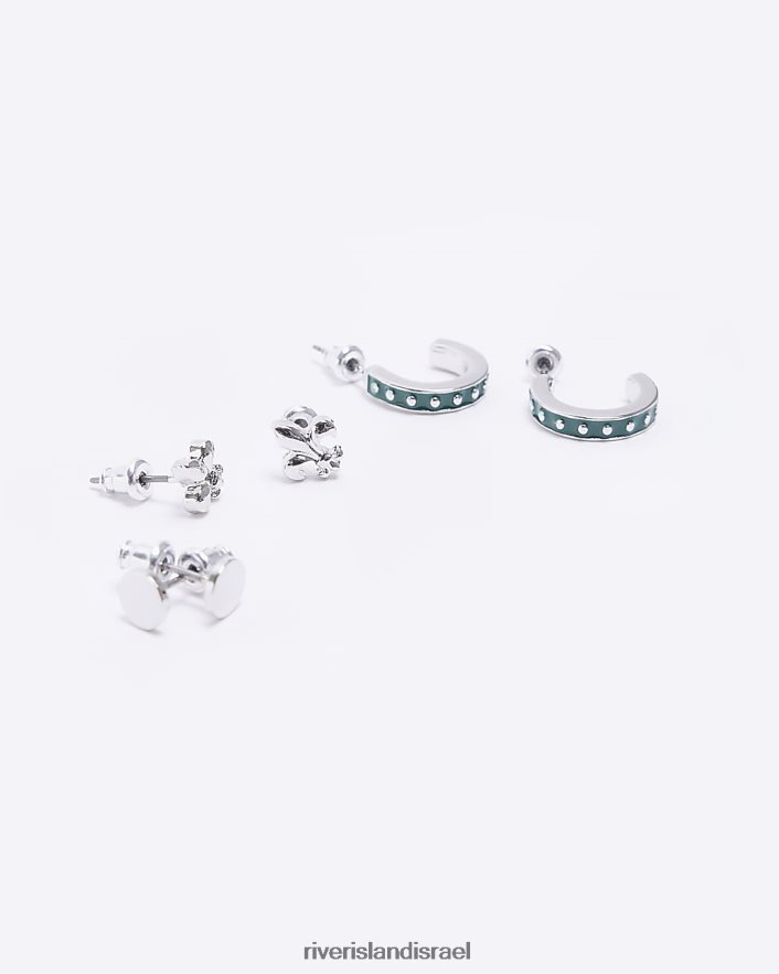 אביזרים River Island מארז צבעוני של 3 עגילים צמודים כסף גברים BDZ4085880