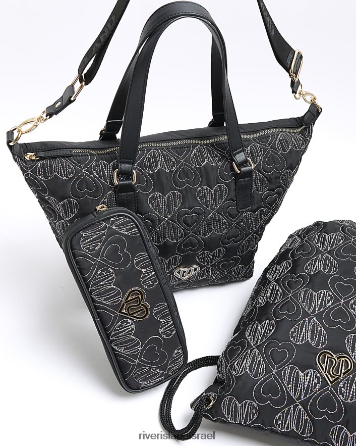 אביזרים River Island שקית מרופד לב מניילון 3 חבילות שָׁחוֹר בנות BDZ4086223