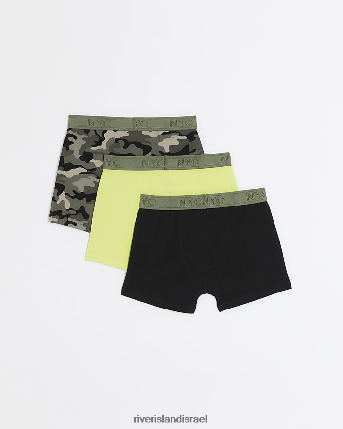 אביזרים River Island בוקסר 3 חבילות b עם הדפס camo ליים בנים BDZ4083689