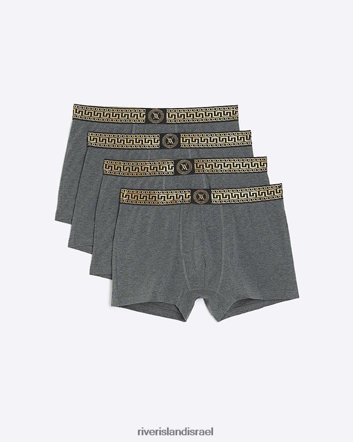 אביזרים River Island חבילה גיאומטרית של 4 תא מטען אפור גברים BDZ4082679