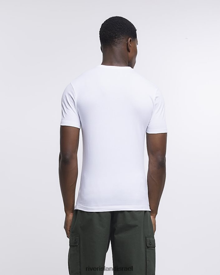 לבוש River Island מארז של 5 חולצות בכושר שריר לבן גברים BDZ4082430