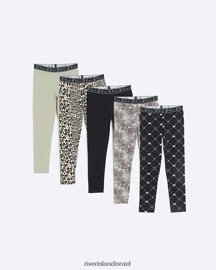 לבוש River Island חותלות בהדפס בעלי חיים 5 חבילה שָׁחוֹר בנות BDZ4086277