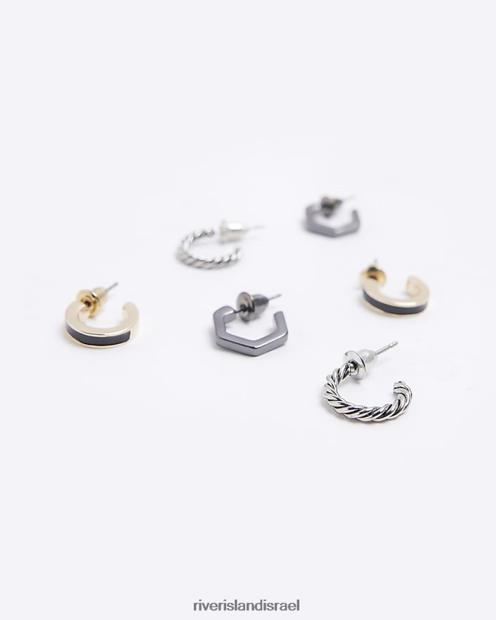 אביזרים River Island חבילה של 6 עגילי צמודים וחישוק שָׁחוֹר גברים BDZ4085902