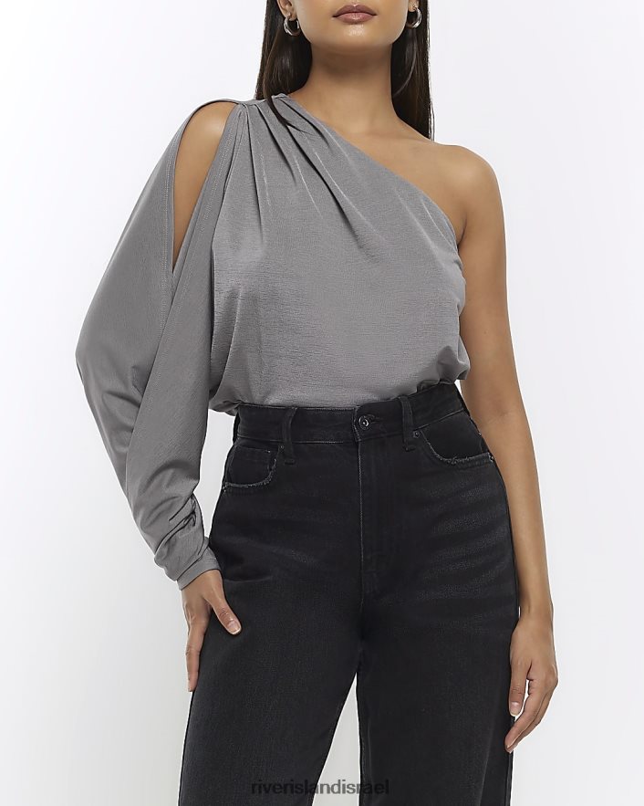 לבוש River Island לכסות חלק עליון כתף אחת אפור נשים BDZ4081001