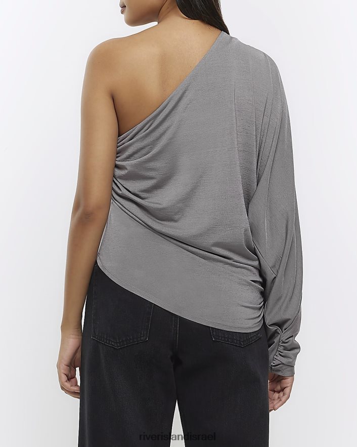 לבוש River Island לכסות חלק עליון כתף אחת אפור נשים BDZ4081001