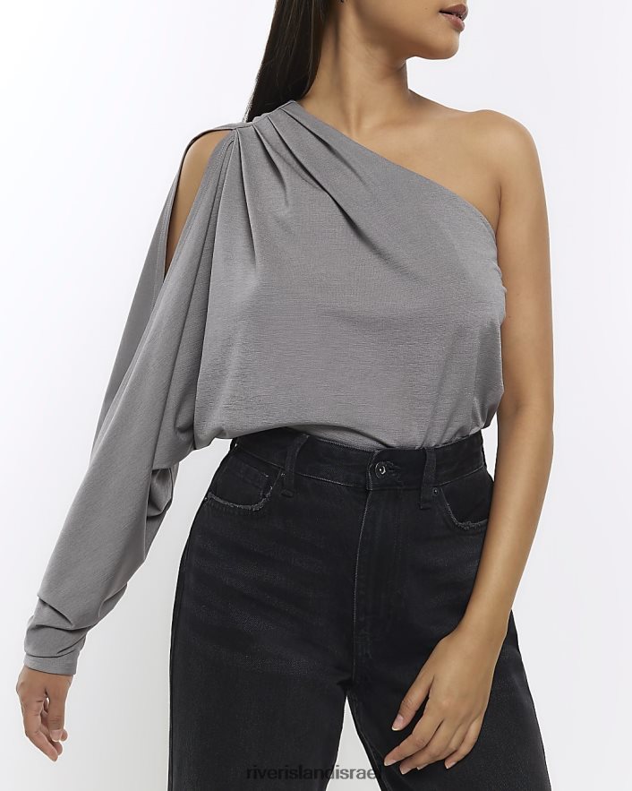 לבוש River Island לכסות חלק עליון כתף אחת אפור נשים BDZ4081001