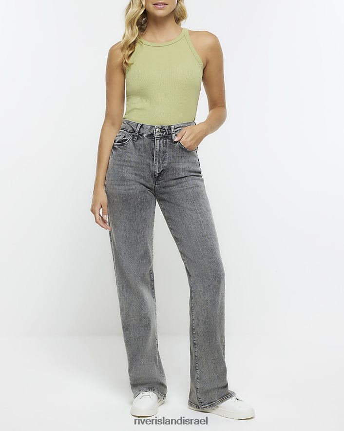 לבוש River Island חלק עליון של אפוד רייסר מצולע ירוק נשים BDZ408100