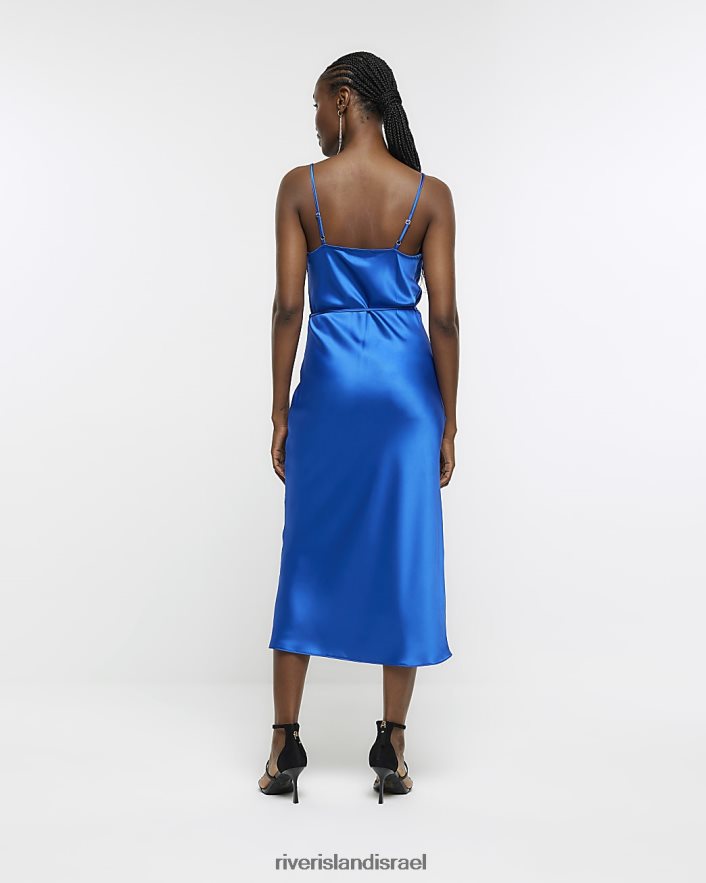 לבוש River Island שמלת מידי סאטן כְּחוֹל נשים BDZ4081012
