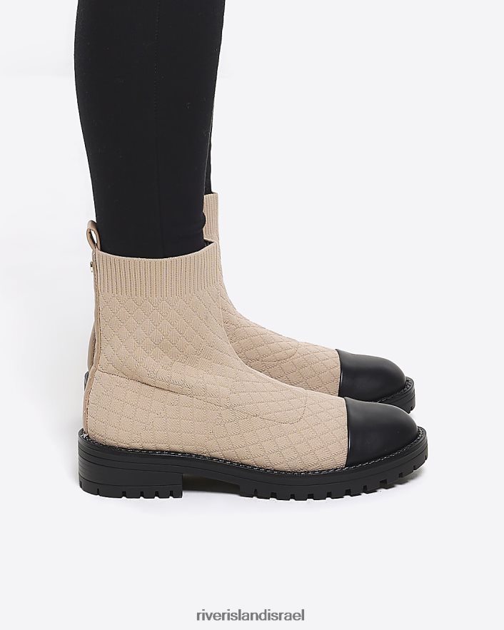 הַנעָלָה River Island מגפי גרב מרופדות קרם נשים BDZ4081028