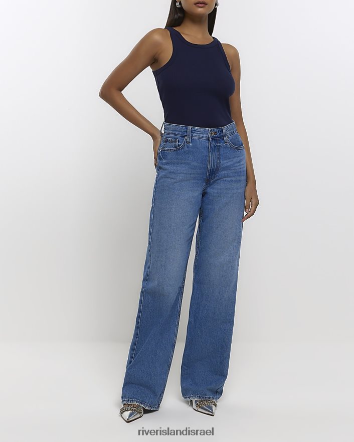 לבוש River Island חלק עליון של אפוד רייסר מצולע חיל הים נשים BDZ408102