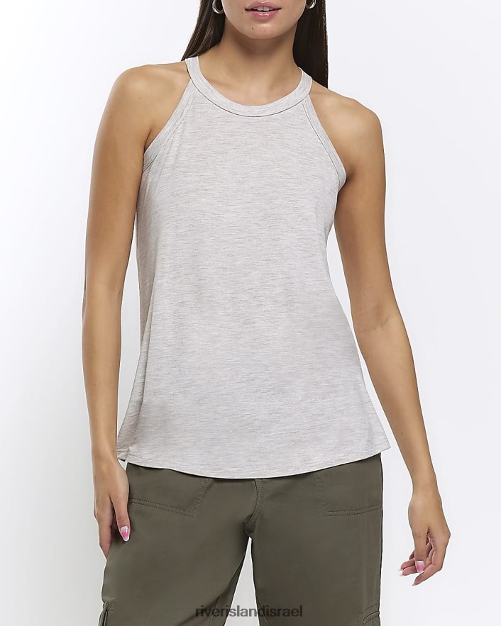 לבוש River Island גופיית רייסר גב אפור נשים BDZ4081041