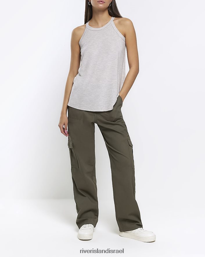 לבוש River Island גופיית רייסר גב אפור נשים BDZ4081041