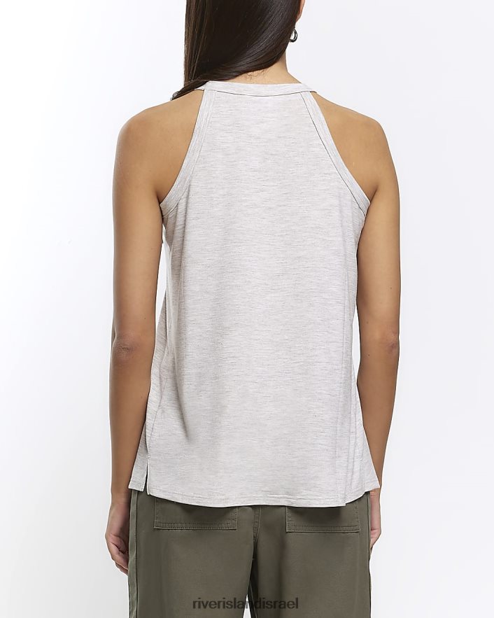 לבוש River Island גופיית רייסר גב אפור נשים BDZ4081041