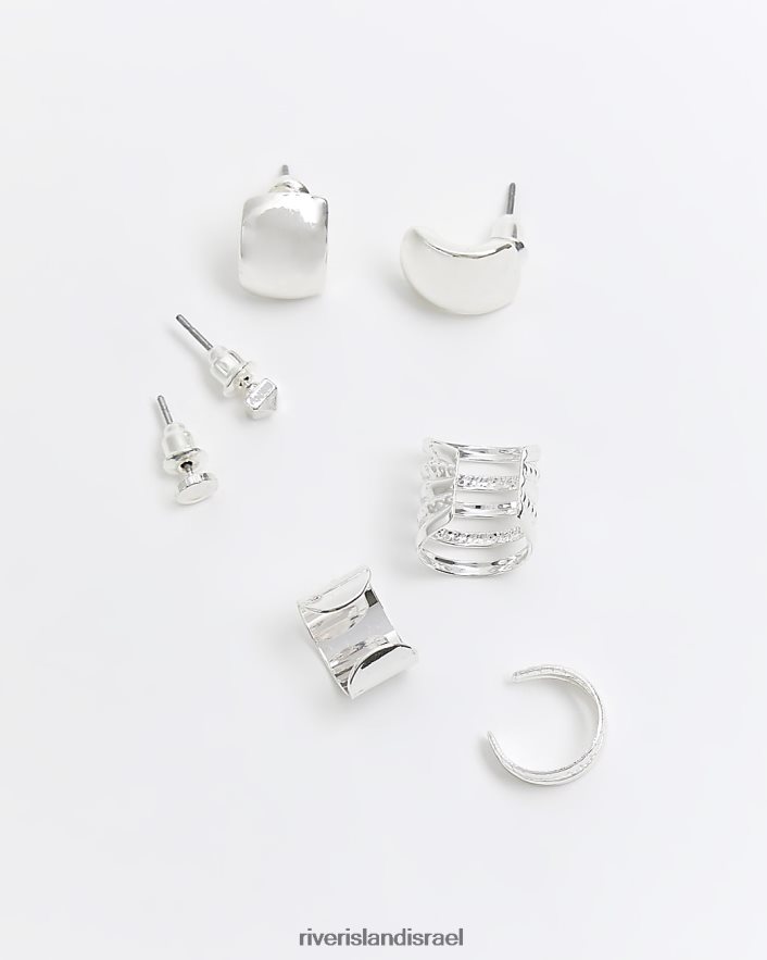 אביזרים River Island אזיקי אוזניים ועגילים צמודים רב חבילה כסף נשים BDZ4081051