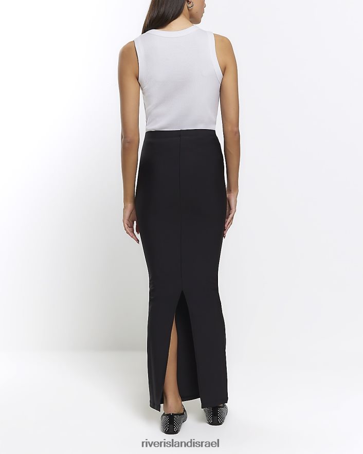 לבוש River Island חצאית מקסי מכפלת מפוצלת שָׁחוֹר נשים BDZ4081054