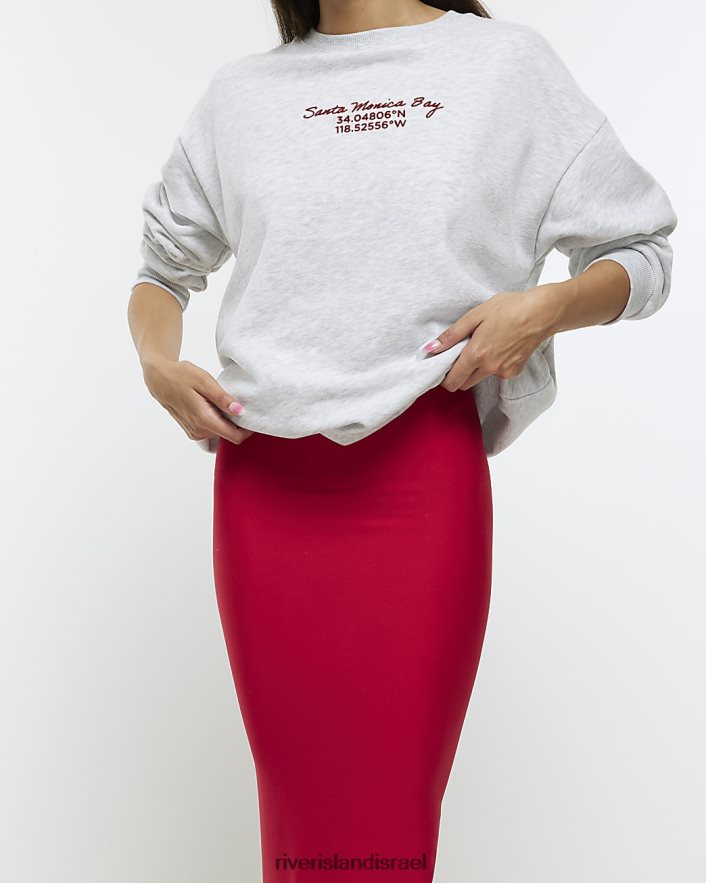 לבוש River Island חצאית מקסי מכפלת מפוצלת אָדוֹם נשים BDZ4081055