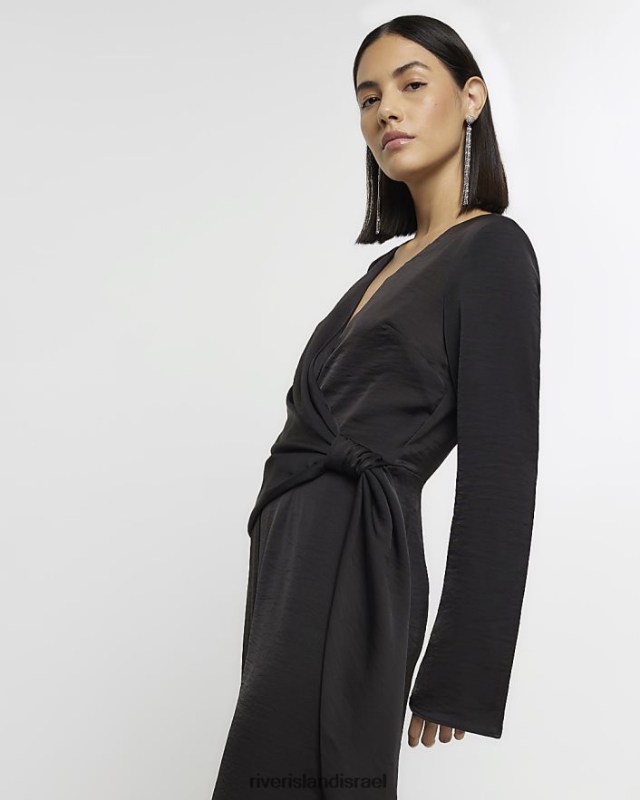 לבוש River Island סרבל פרטי קשרי סאטן שָׁחוֹר נשים BDZ408105