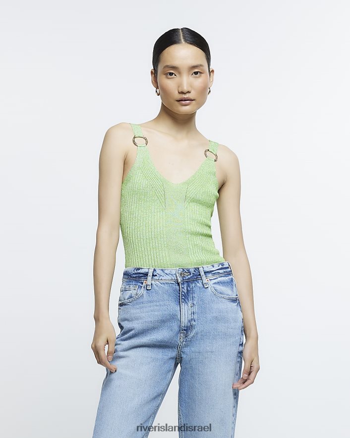 לבוש River Island עליונית אפוד עם חישוקים מצולעים ירוק נשים BDZ4081064