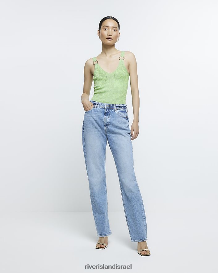 לבוש River Island עליונית אפוד עם חישוקים מצולעים ירוק נשים BDZ4081064