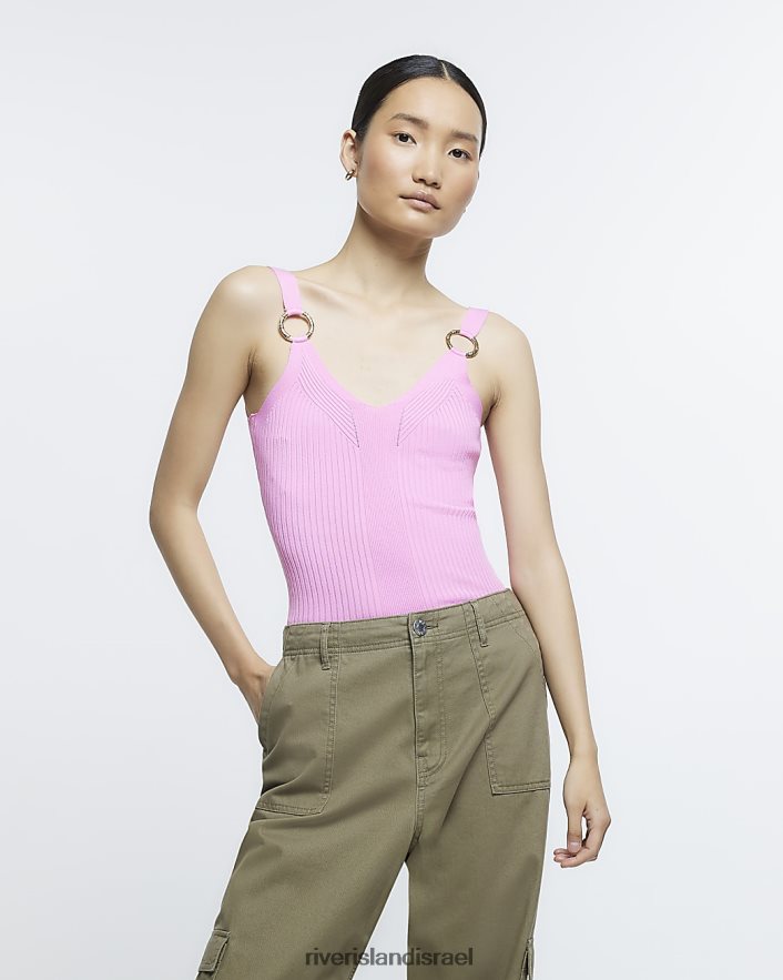 לבוש River Island אפוד סרוג מצולע וָרוֹד נשים BDZ4081065