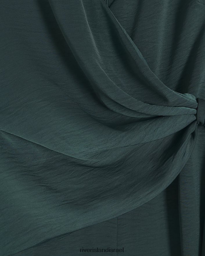 לבוש River Island סרבל פרטי קשרי סאטן ירוק נשים BDZ408106