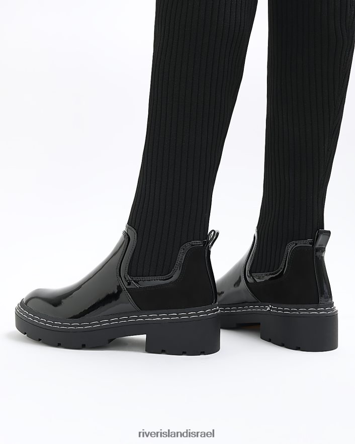הַנעָלָה River Island מגפי רגליים גבוהות סרוגות שָׁחוֹר נשים BDZ4081073