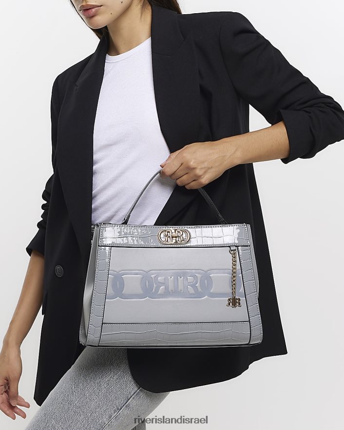 אביזרים River Island תיק עם בולטות קרוק אפור נשים BDZ4081085