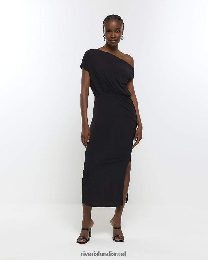 לבוש River Island שמלת מידי ויילונית שָׁחוֹר נשים BDZ4081091