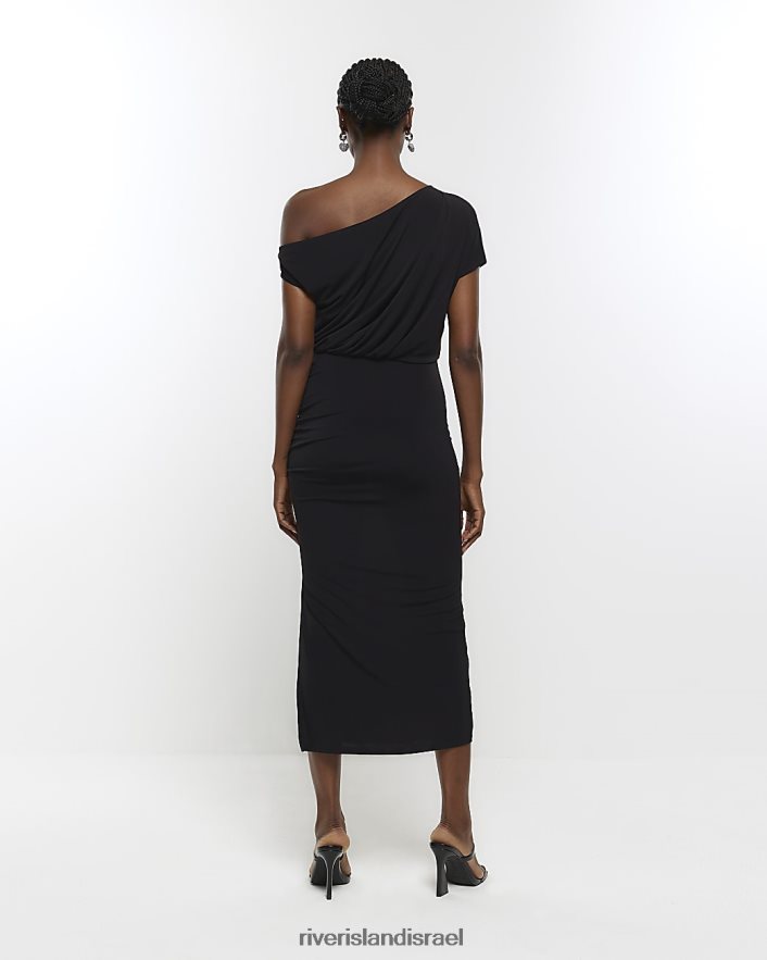 לבוש River Island שמלת מידי ויילונית שָׁחוֹר נשים BDZ4081091