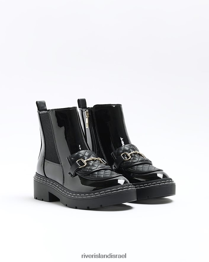 הַנעָלָה River Island מגפי לופר עם פירוט שרשרת שָׁחוֹר נשים BDZ4081093