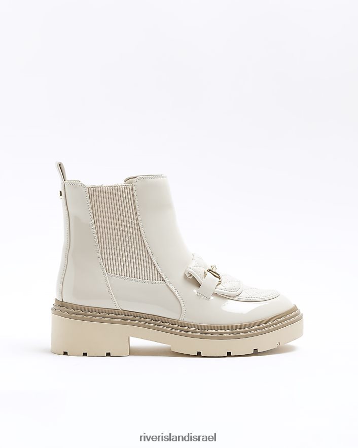 הַנעָלָה River Island מגפי לופר עם פירוט שרשרת קרם נשים BDZ4081094
