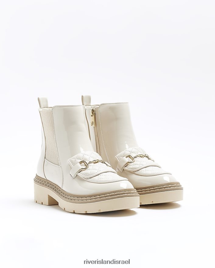 הַנעָלָה River Island מגפי לופר עם פירוט שרשרת קרם נשים BDZ4081094