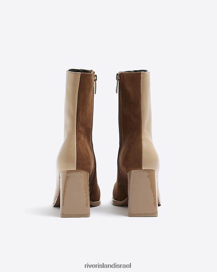 הַנעָלָה River Island מגפונים עם עקבים מרובעים בשני גוונים בז' נשים BDZ4081111