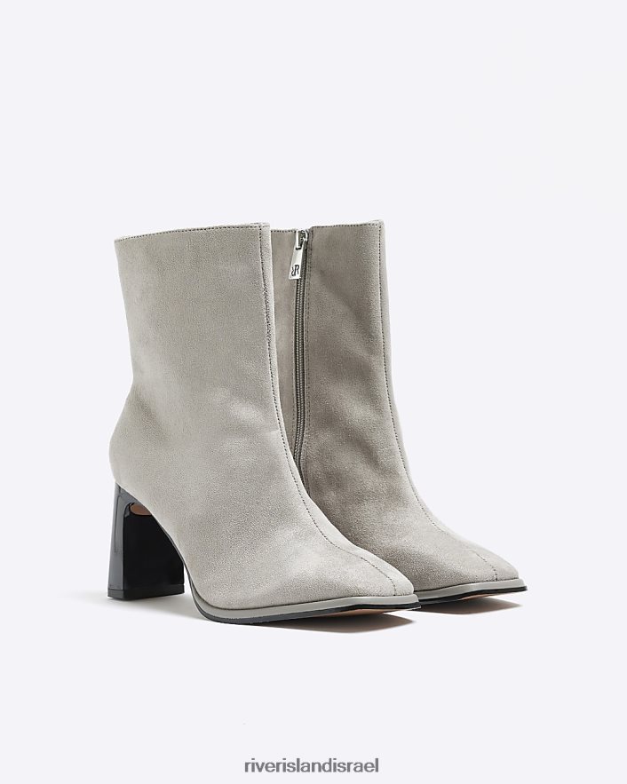 הַנעָלָה River Island מגפונים עם עקבים מעור מלאכותי אפור נשים BDZ4081112