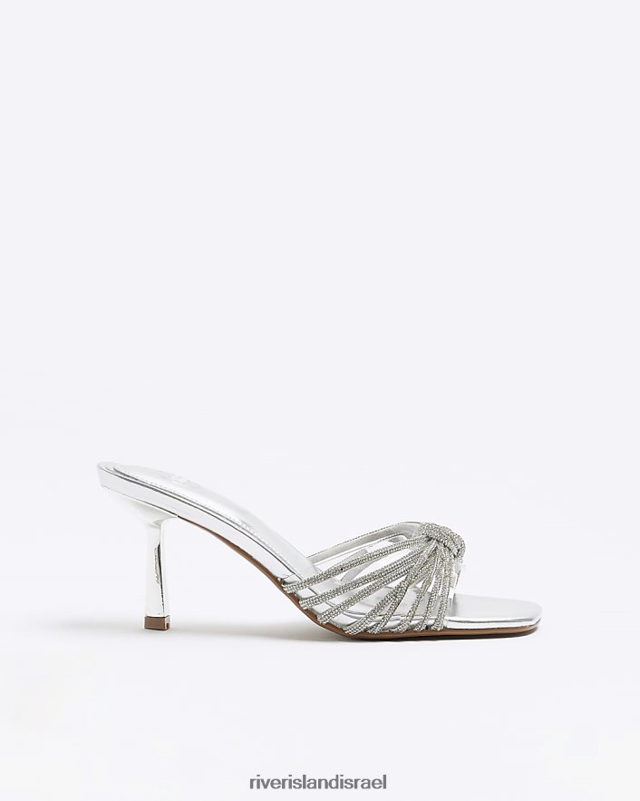 הַנעָלָה River Island נעלי פרד מעוטרות עקב כסף נשים BDZ4081128