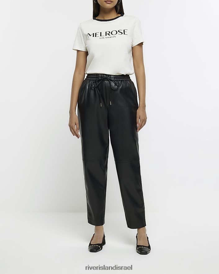לבוש River Island מכנסיים דמוי עור דמוי תפר שָׁחוֹר נשים BDZ4081138