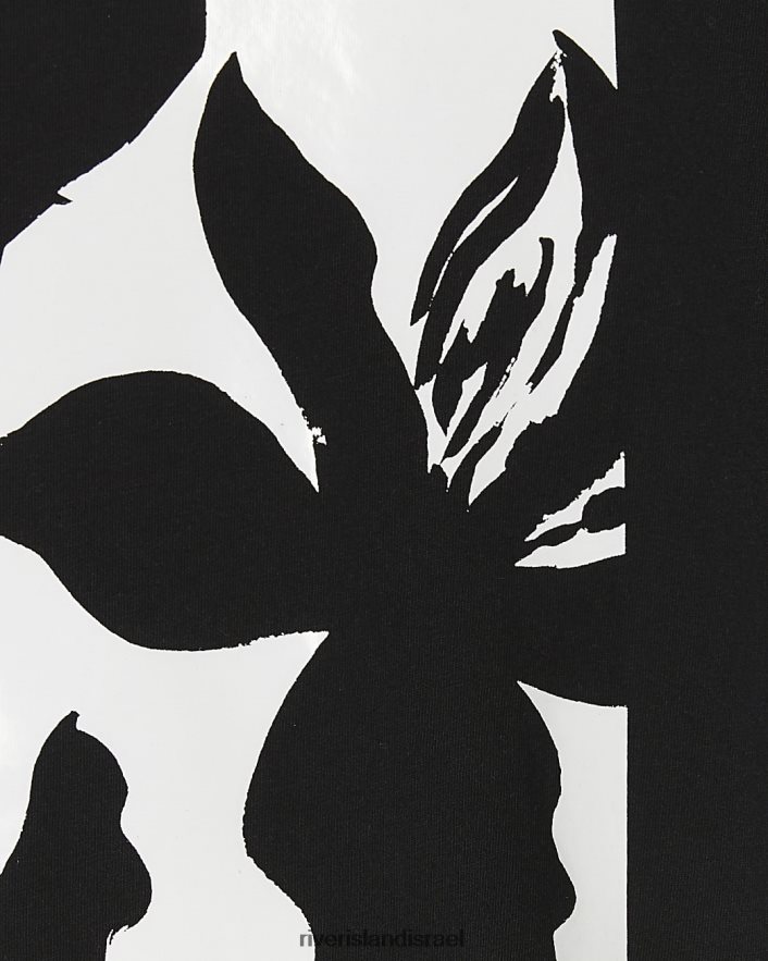 לבוש River Island חולצת טריקו גרפית פרחונית שָׁחוֹר נשים BDZ408113