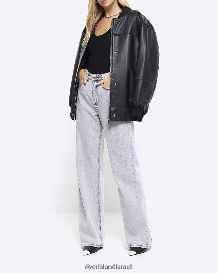 לבוש River Island חולצת אפוד עם צווארון סקופ שָׁחוֹר נשים BDZ4081144